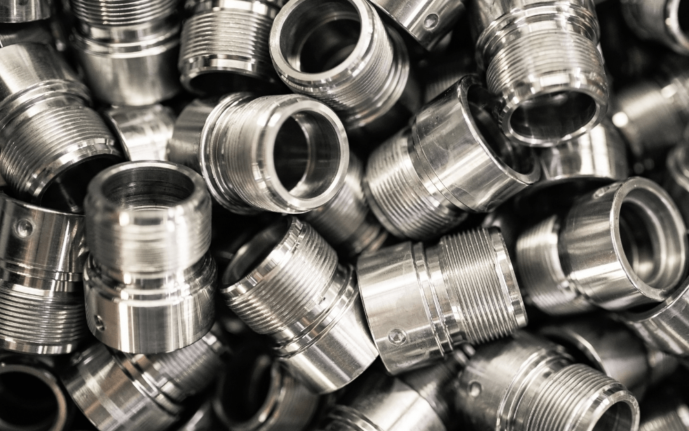 A photo of small polished metal parts