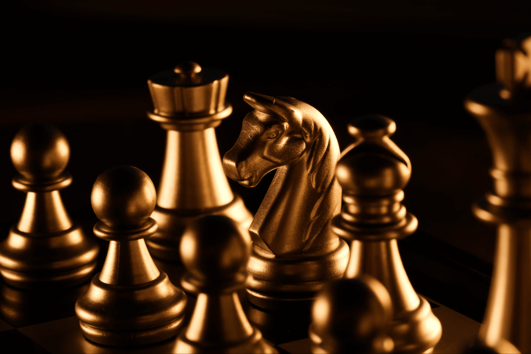 Gold chess pieces